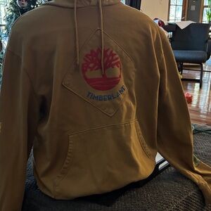 Timberland Men's Brown Hoodie with Red Logo